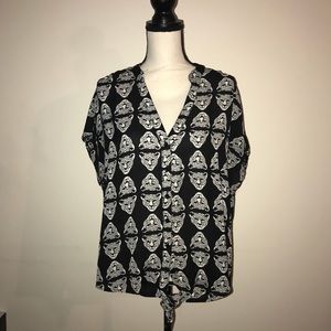 Forever 21+ black cheetah face blouse